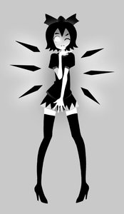 Rating: Safe Score: 0 Tags: bow cirno dress high_heels microdesu_(artist) monochrome short_hair thighhighs touhou wings wink zettai_ryouiki User: (automatic)Anonymous