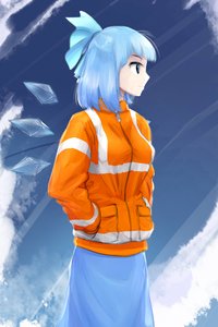 Rating: Safe Score: 0 Tags: blue_eyes blue_hair bow cirno f2d_(artist) has_child_posts jacket reflective_clothing short_hair touhou wings User: (automatic)nanodesu