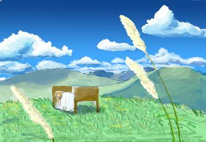 Rating: Safe Score: 0 Tags: bed brown_hair cloud dieselpunk female grass landscape mountains sky User: (automatic)Willyfox