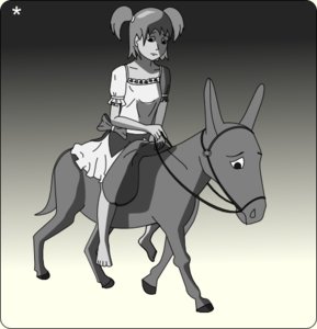 Rating: Safe Score: 0 Tags: * 1girl alternate_costume barefoot bow donkey dress gradient_background hoof monochrome riding sad saddle short_hair simple_background sketch twintails unyl-chan User: (automatic)Willyfox