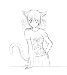 Rating: Safe Score: 0 Tags: animal_ears cat_ears monochrome shirt sketch tail t-shirt twintails User: (automatic)nanodesu