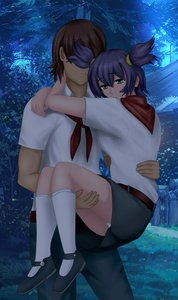 Rating: Safe Score: 0 Tags: 1boy brown_hair carrying collaboration couple eroge green_eyes necktie night outdoors panties pioneer pioneer_necktie pioneer_uniform princess_carry purple_hair semyon_(character) shirt skirt socks tears twintails unyl-chan User: (automatic)Anonymous