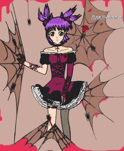 Rating: Safe Score: 0 Tags: alternate_costume blood cross gothic gothic_lolita necklace purple_hair rose spider spider_web thighhighs twintails unyl-chan User: (automatic)Willyfox