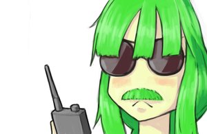 Rating: Safe Score: 0 Tags: bomb-chan bomb-kun_(artist) glasses green_hair long_hair mustache radio simple_background sunglasses User: (automatic)nanodesu