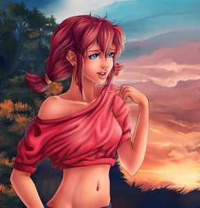 Rating: Safe Score: 0 Tags: blue_eyes blush finger lips outdoors pointing red_hair sky sunset tree twintails ussr-tan User: (automatic)nanodesu