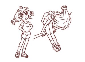 Rating: Questionable Score: 0 Tags: gym_uniform hands_on_hips monochrome shirt shorts sketch sneakers socks t-shirt twintails ussr-tan User: (automatic)timewaitsfornoone