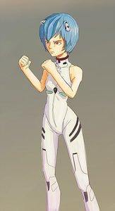 Rating: Safe Score: 0 Tags: ayanami_rei blue_hair fist neon_genesis_evangelion plugsuit red_eyes short_hair simple_background User: (automatic)nanodesu