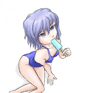 Rating: Questionable Score: 0 Tags: breasts character_request food from_above ice_cream nipples /o/ oekaki purple_eyes purple_hair short_hair simple_background sitting swimsuit tagme User: (automatic)nanodesu
