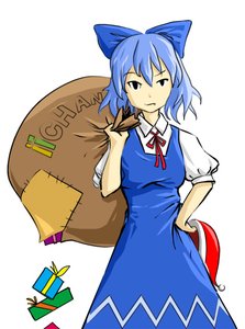 Rating: Safe Score: 0 Tags: blue_eyes blue_hair bow cirno dress gift hat iichan new_year sack short_hair simple_background touhou User: (automatic)nanodesu