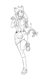 Rating: Safe Score: 0 Tags: 1girl :3 animal_ears blush blush_stickers bow cat_ears cat_pose long_hair monochrome necktie paw_pose pioneer pioneer_tie pioneer_uniform shirt simple_background sketch skirt socks solo tail traditional_media uvao-chan User: (automatic)timewaitsfornoone