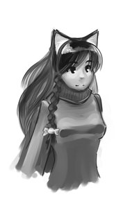 Rating: Safe Score: 0 Tags: animal_ears bow braid cat_ears long_hair monochrome simple_background uvao-chan User: (automatic)nanodesu