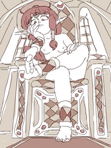 Rating: Explicit Score: 0 Tags: 1girl barefoot black_hair braid breasts diadem hair_tube jewelry legs long_hair looking_at_viewer monochrome nude pointed_ears sitting sketch solo throne User: (automatic)Willyfox