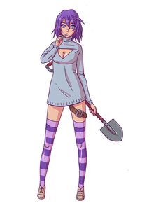 Rating: Safe Score: 0 Tags: co2_(artist) co_(artist) purple_hair rosario+vampire shirayuki_mizore short_hair shovel simple_background striped thighhighs User: (automatic)Anonymous