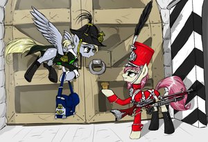 Rating: Safe Score: 0 Tags: animal /bro/ character_request derpy_hooves gate gun hat historical mare military_uniform muffin my_little_pony my_little_pony_friendship_is_magic no_humans outdoors pegasus pony post tagme unicorn weapon wings User: (automatic)nanodesu