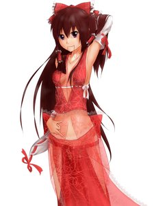 Rating: Safe Score: 0 Tags: armpits bow brown_hair cleavage detached_sleeves finger hair_tubes hakurei_reimu hater_(artist) long_hair midriff mouth_hold navel pointing red_eyes simple_background /to/ touhou transparent_clothes User: (automatic)nanodesu