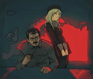 Rating: Safe Score: 0 Tags: :< black_hair blonde_hair blue_eyes book drill_hair furry_hat hat male map mustache pipe possible_duplicate russia-oneesama sitting soviet stalin /tan/ v_hands winter_clothes User: (automatic)nanodesu