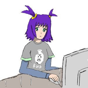 Rating: Safe Score: 0 Tags: computer green_eyes madskillz mouse purple_hair shirt sitting table t-shirt twintails unyl-chan vid User: (automatic)nanodesu