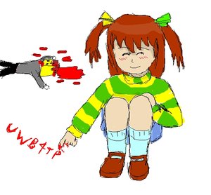 Rating: Safe Score: 0 Tags: ^_^ anonymous blood blush bow brown_hair chibimod-chan closed_eyes dead madness painting shorts sitting smile socks sweater twintails uwb4tp wakaba_colors User: (automatic)timewaitsfornoone