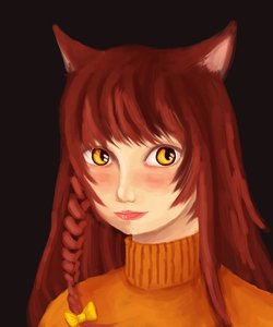 Rating: Safe Score: 0 Tags: animal_ears blush bow braid brown_hair cat_ears cat_pupils long_hair simple_background sweater uvao-chan yellow_eyes User: (automatic)Willyfox