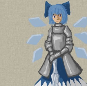 Rating: Safe Score: 0 Tags: alternative_outfit armor blue_eyes blue_hair bow cirno cuirass gauntlets madskillz medieval pauldrons short_hair skirt sword wings User: (automatic)Willyfox
