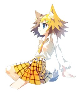 Rating: Safe Score: 0 Tags: 1girl animal_ears blue_eyes brown_hair cat_ears chimera hairpin hineko-tan multicolored_hair necktie orange_hair personification shirt sitting skirt solo tail User: (automatic)Anonymous