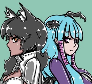 Rating: Safe Score: 0 Tags: 2girls animal_ears black_hair blue_hair cat_ears crossover dark_skin felicette first_rule horns kvaderate luxuria orange_eyes pink_eyes User: (automatic)Anonymous