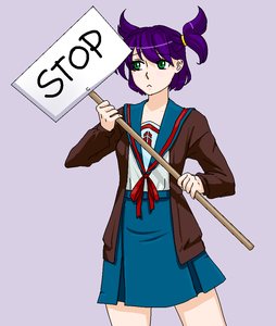 Rating: Safe Score: 0 Tags: green_eyes orikanekoi_(artist) purple_hair school_uniform sign simple_background skirt twintails unyl-chan User: (automatic)Anonymous