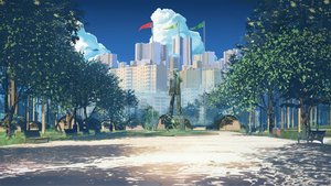 Rating: Safe Score: 0 Tags: background camp city cloud eroge flag highres no_humans outdoors sky square statue summer summer_camp tree User: (automatic)Anonymous