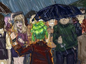 Rating: Safe Score: 0 Tags: bomb-chan crowd green_hair middle_finger outdoors rain short_hair sketch umbrella User: (automatic)nanodesu