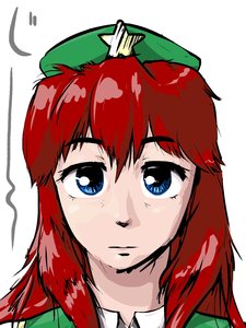 Rating: Safe Score: 0 Tags: beret blue_eyes hat hong_meiling long_hair red_hair simple_background star touhou User: (automatic)nanodesu