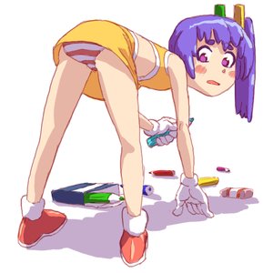 Rating: Safe Score: 0 Tags: 1girl bent_over blue_hair blush_stickers crop_top from_behind gloves iichan looking_back panties pantyshot pencil personification purple_eyes side_ponytail skirt solo striped striped_panties User: (automatic)Anonymous
