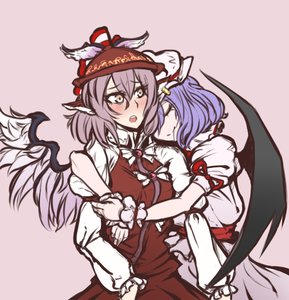 Rating: Safe Score: 0 Tags: 2girls animal_ears bat_wings blush closed_eyes hat hug multiple_girls mystia_lorelei open_mouth pink_hair purple_hair remilia_scarlet simple_background smile touhou wings wrist_cuffs User: (automatic)Anonymous
