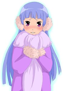 Rating: Safe Score: 0 Tags: blue_hair blush ichigo_(artist) kannagi long_hair nagi purple_eyes simple_background winter_clothes User: (automatic)nanodesu