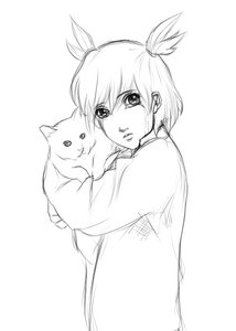 Rating: Safe Score: 0 Tags: cardigan cat monochrome simple_background sketch tears twintails unyl-chan User: (automatic)Willyfox