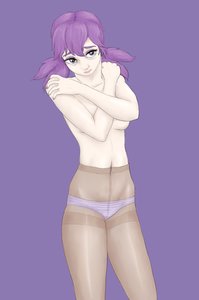 Rating: Questionable Score: 0 Tags: 1girl breasts covering_breasts crossed_arms navel panties pantyhose purple_background purple_eyes purple_hair see-through simple_background solo striped striped_panties topless twintails unyl-chan User: (automatic)Anonymous