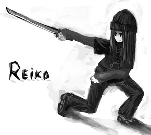 Rating: Safe Score: 0 Tags: hat long_hair monochrome simple_background sketch sword weapon User: (automatic)nanodesu
