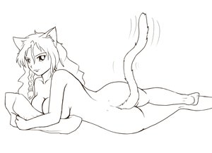 Rating: Questionable Score: 0 Tags: animal_ears ass blush braid breasts cat_ears hudozhnik-kun_(artist) lying monochrome nude simple_background smile tail uvao-chan User: (automatic)nanodesu