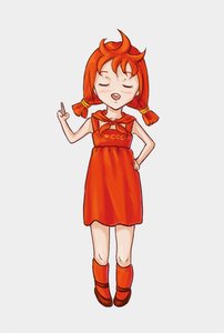 Rating: Safe Score: 0 Tags: alternate_costume blush closed_eyes dress finger hands_on_hips necktie pioneer_tie red_hair simple_background skirt socks /tan/ twintails ussr-tan User: (automatic)nanodesu
