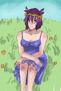 Rating: Safe Score: 0 Tags: dress flower_wreath green_eyes /o/ oekaki outdoors purple_hair sitting tears twintails unyl-chan User: (automatic)nanodesu