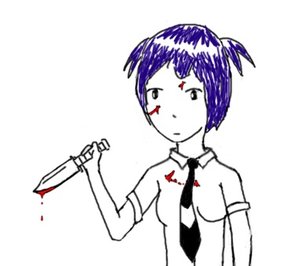 Rating: Safe Score: 0 Tags: 1girl blood knife madskillz necktie purple_hair simple_background sketch solo twintails unyl-chan weapon User: (automatic)Anonymous
