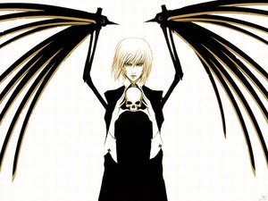 Rating: Safe Score: 0 Tags: arsenixc_(artist) bone collar jacket monochrome realistic scythe short_hair simple_background skull sleeves war-chan white white_hair wings User: (automatic)Willyfox
