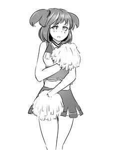 Rating: Safe Score: 0 Tags: 1girl boku_no_hero_academia cheerleader monochrome parody pom_poms simple_background skirt solo style_parody twintails unyl-chan User: (automatic)Anonymous