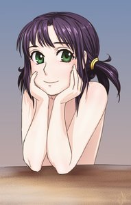 Rating: Safe Score: 0 Tags: blush chin_rest green_eyes hands_on_own_face nude orikanekoi_(artist) purple_hair smile topless twintails unyl-chan User: (automatic)Anonymous
