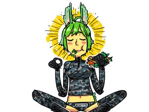 Rating: Safe Score: 0 Tags: animal_ears bomb-chan bomb-kun_(artist) bunny_ears bunny_tail eating food green_hair halo meditation military military_uniform panties short_hair tail thighhighs User: (automatic)Anonymous