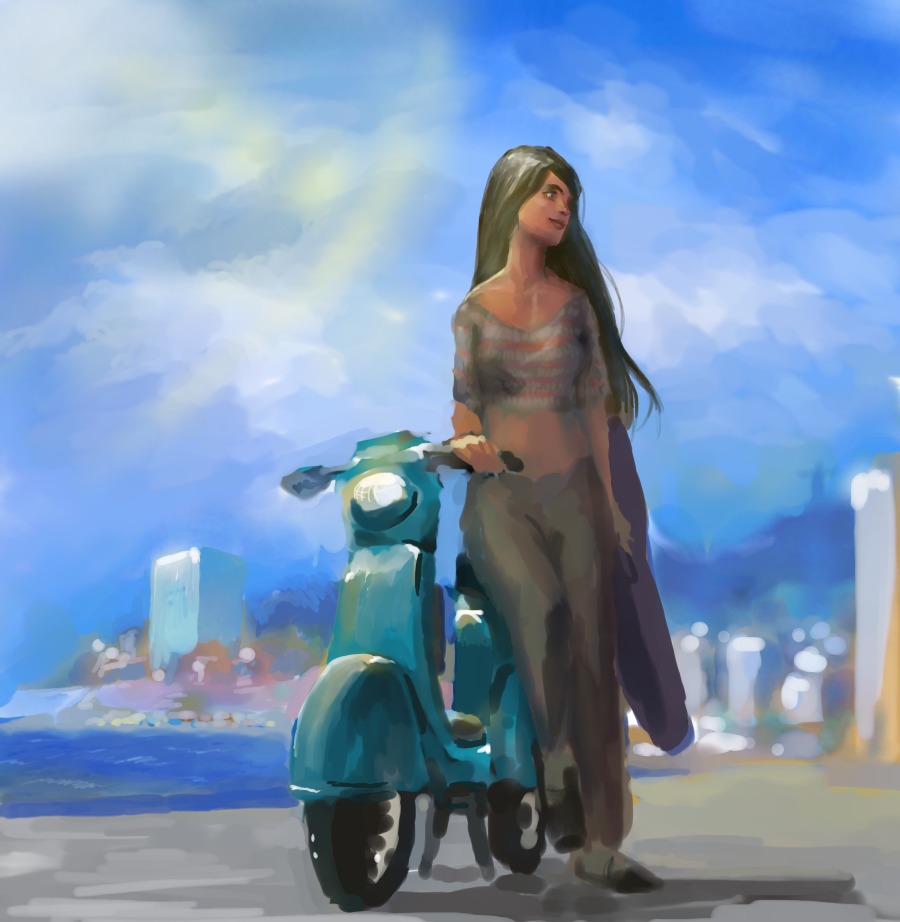 /an/ black_hair long_hair outdoors scooter unfinished