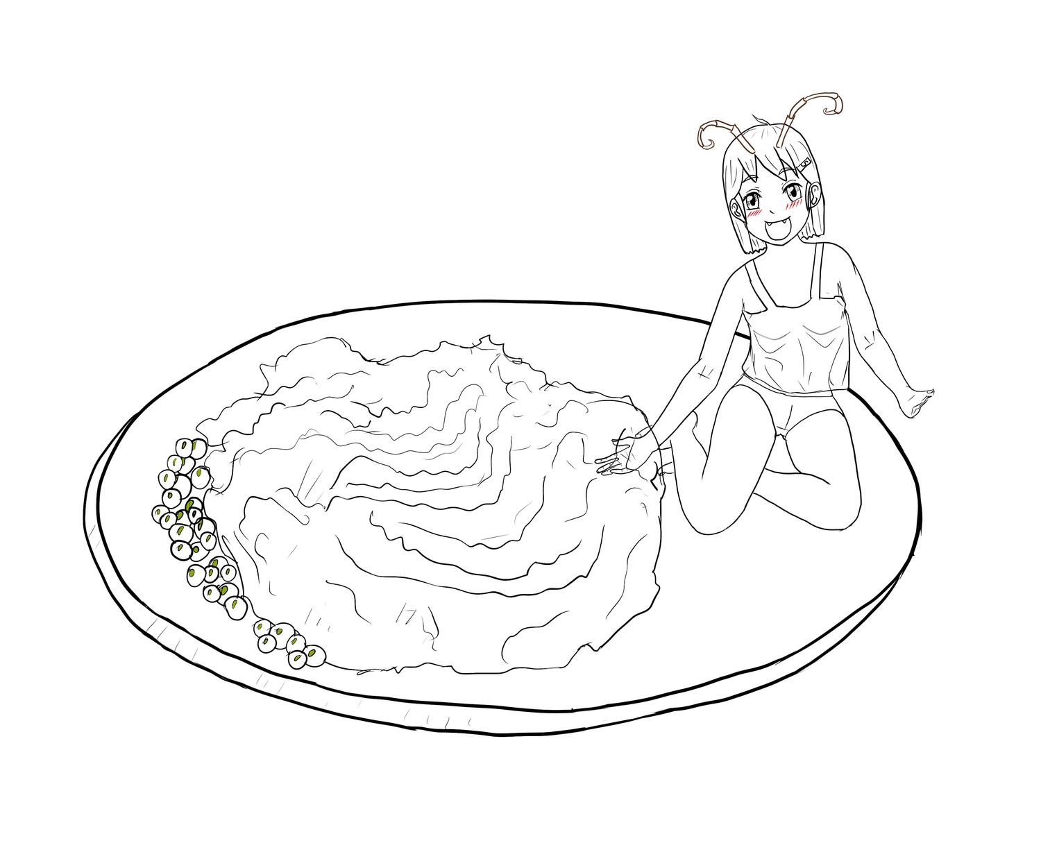 blush chelicerae eroge food insect plate scolopendra-chan