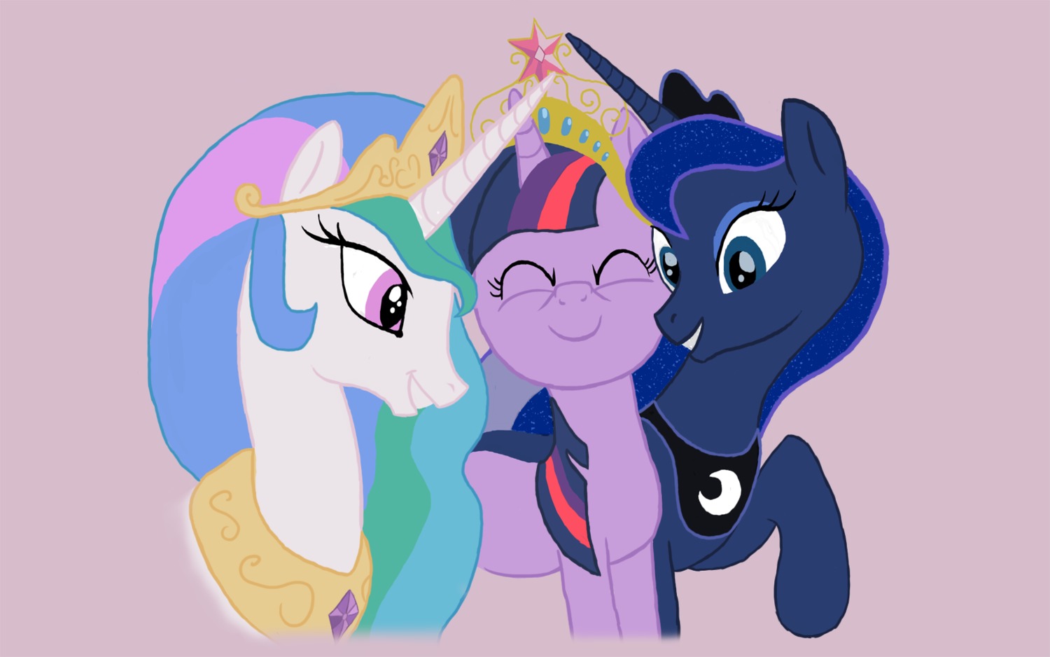 alicorn animal /bro/ collective_drawing flockdraw highres horns mare multicolored_hair my_little_pony my_little_pony_friendship_is_magic no_humans pinpony pony princess_celestia princess_luna shipping simple_background twilight_sparkle unicorn
