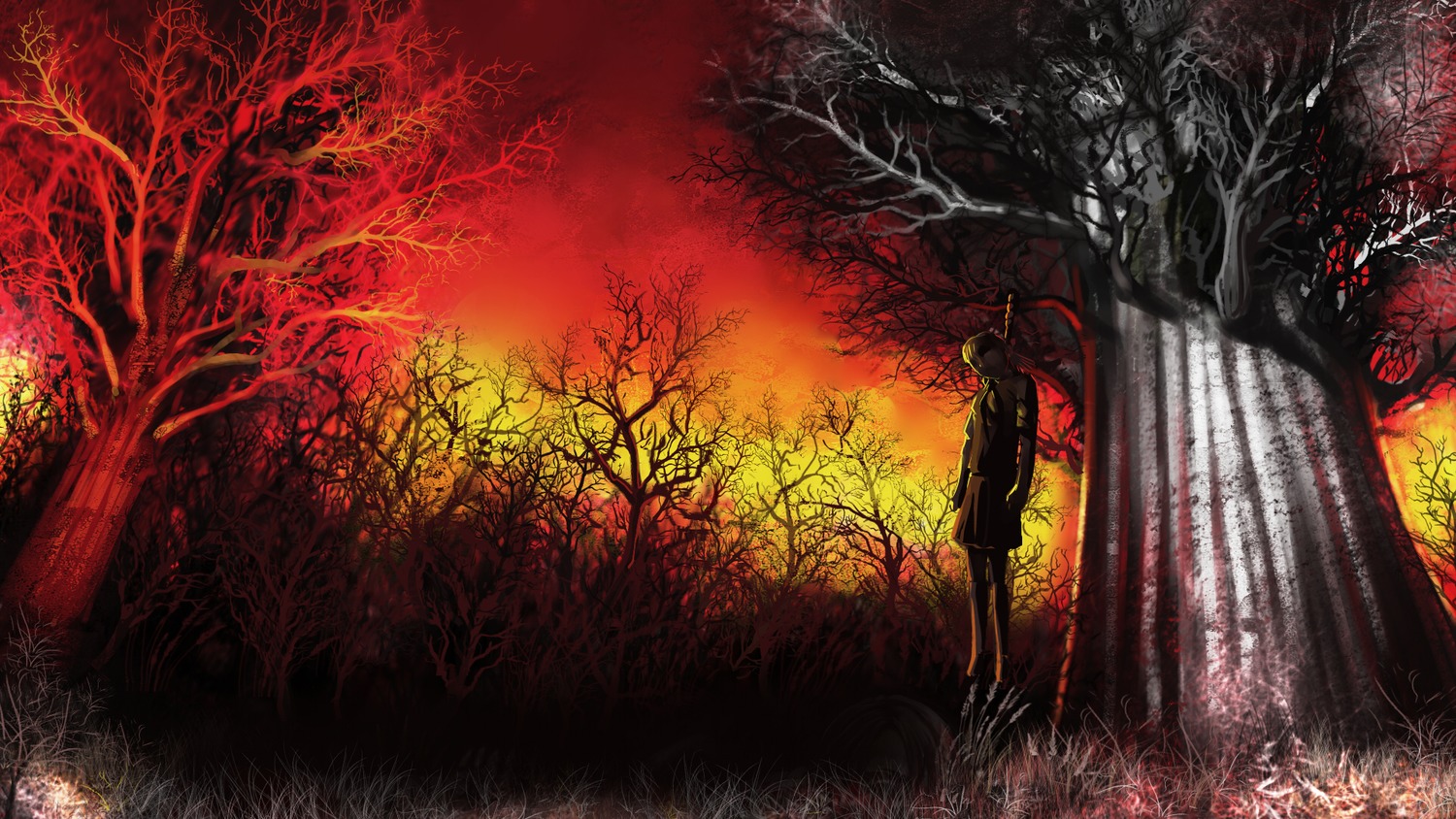 creepy dark dvach-tan eroge forest from_below game_cg hanged hanging highres outdoors possible_duplicate tree