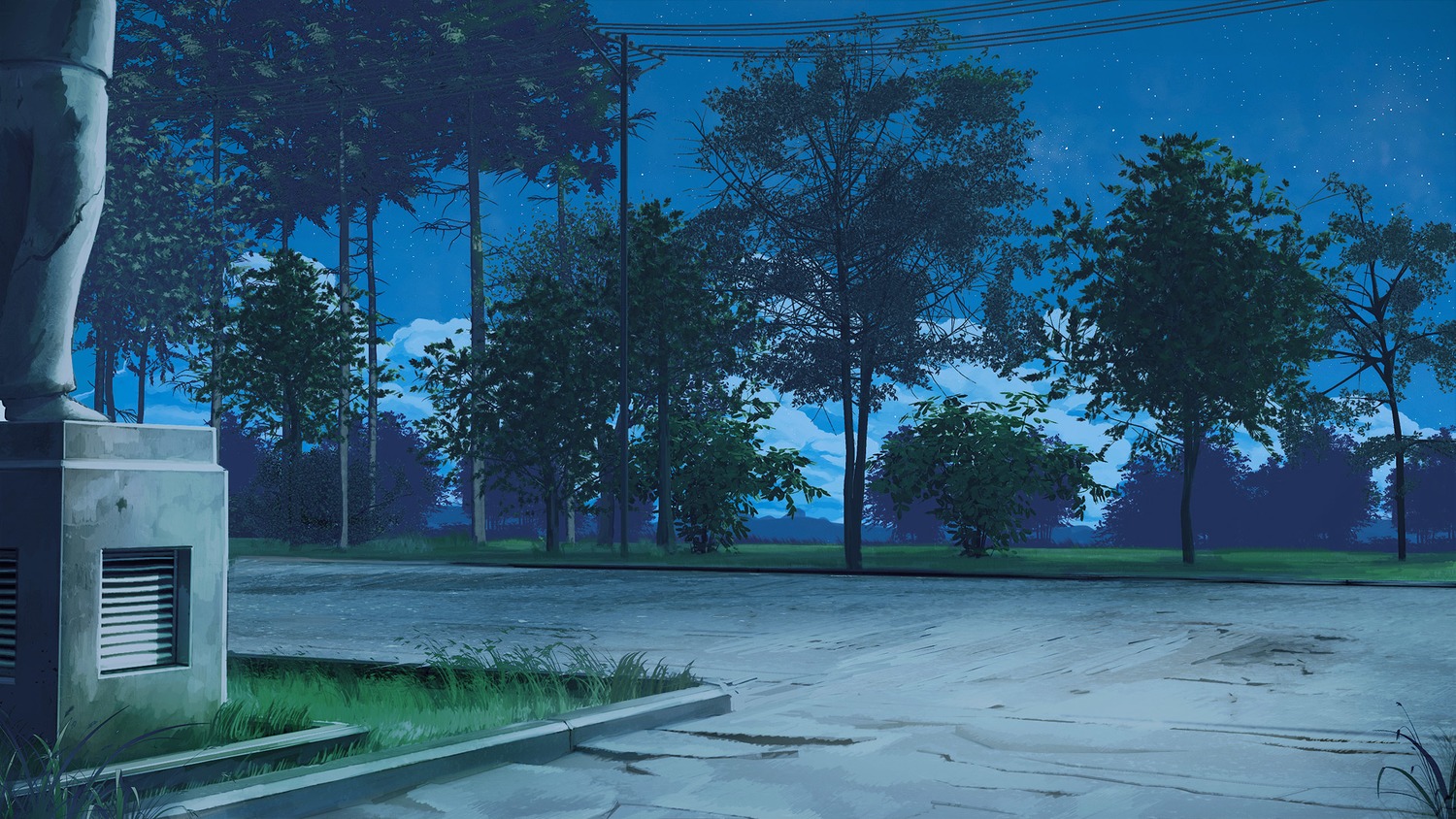 background eroge highres night no_humans outdoors road sky summer tree
