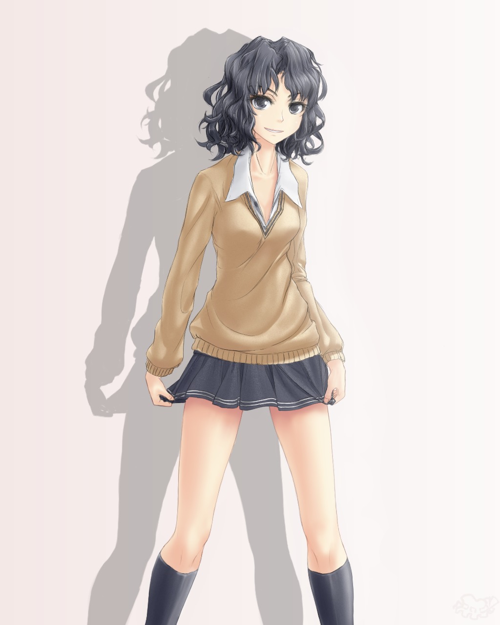 amagami black_eyes black_hair hater_(artist) school_uniform skirt sweater tanamachi_kaoru